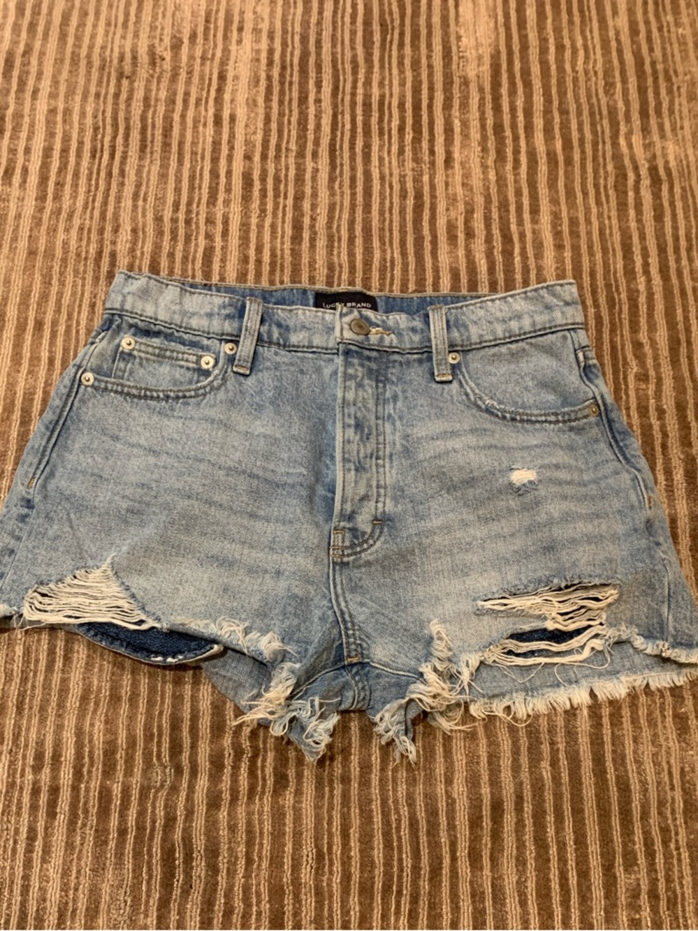 Lucky Brand Light Blue Distressed Mom Highrise Jean Shorts